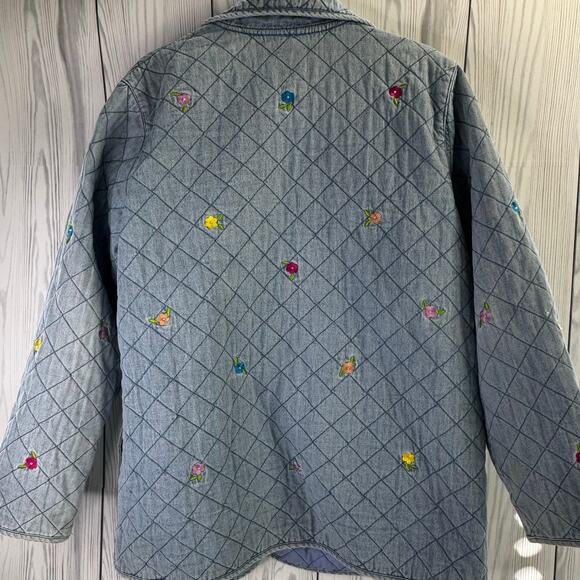 Vtg CAT Quacker Factory Jacket Womens L Quilted Embroidery Grannycore (READ) - Picture 6 of 10